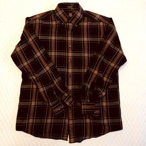 Viyella men’s button-down brown plaid, LG